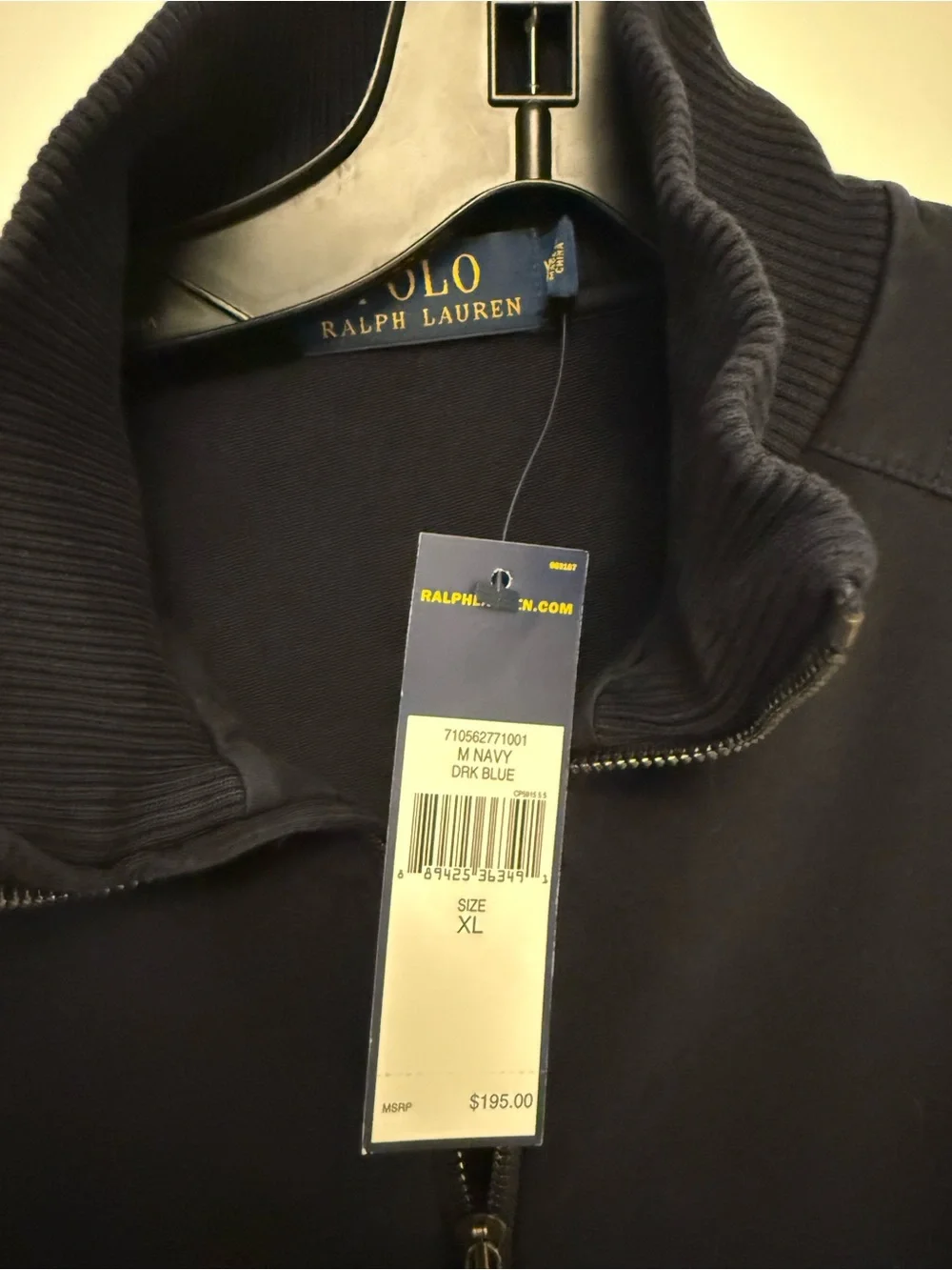 Polo Ralph Lauren Men's Navy Half-Zip Sweater with Chest Zip Pocket